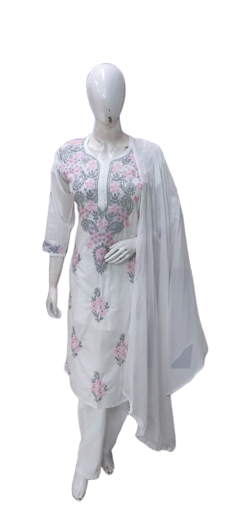 Premium cotton chikankari full suit set