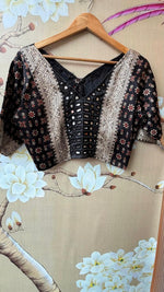 Gaji silk real mirror black blouse