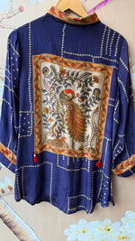 Pure crepe bandhani shirt in blue