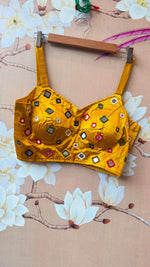 Purple mirror gaji silk blouse yellow