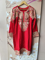Premium chinon heavy handwork sharara full suit set in red