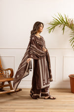 Pure cotton plazzo suit set in brown