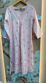 Super pretty pintresty mulchanderi Mul chanderi full suit set in baby pink