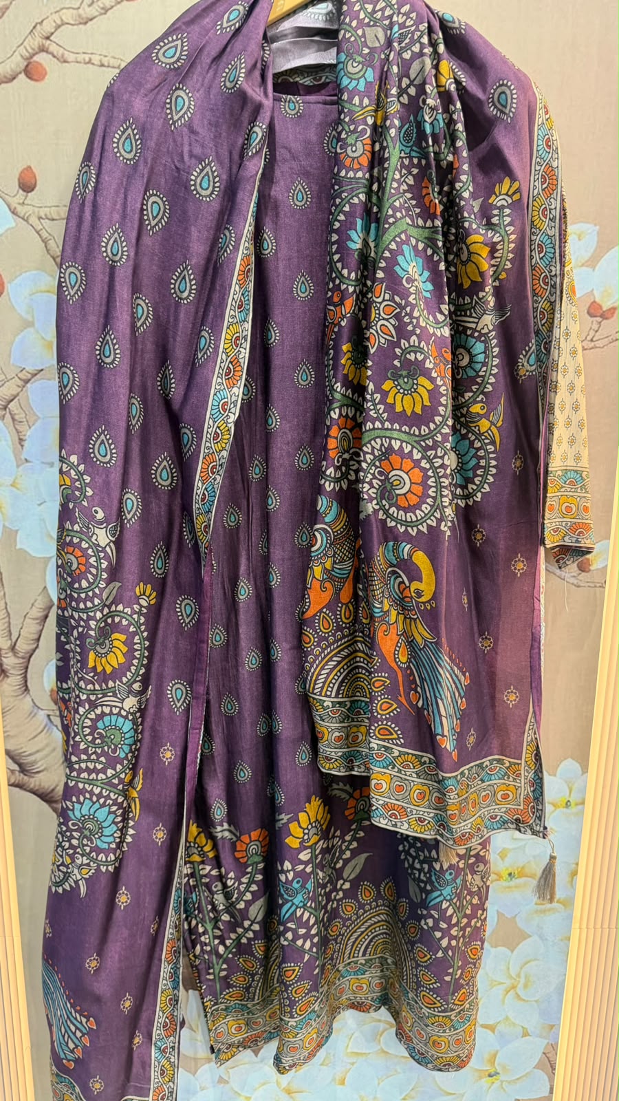 Pretty Russian silk Kalamkari full suit set