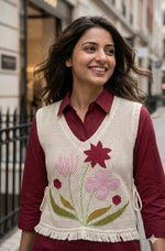 Premium smart cotton with jute jacket in red