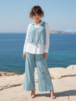 Premium cotton designer co ord set in blue with shrug
