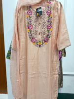 Dola silk beautiful neck design in peach
