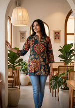 Super pretty Mul silk Kalamkari top in blue