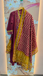 Pure cotton front n back Ikkat panel full suit set