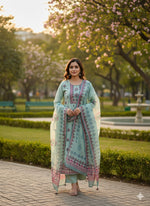 Chanderi silk githan work full suit set
