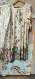 Super soft pure muslin lining Suit set in ivory