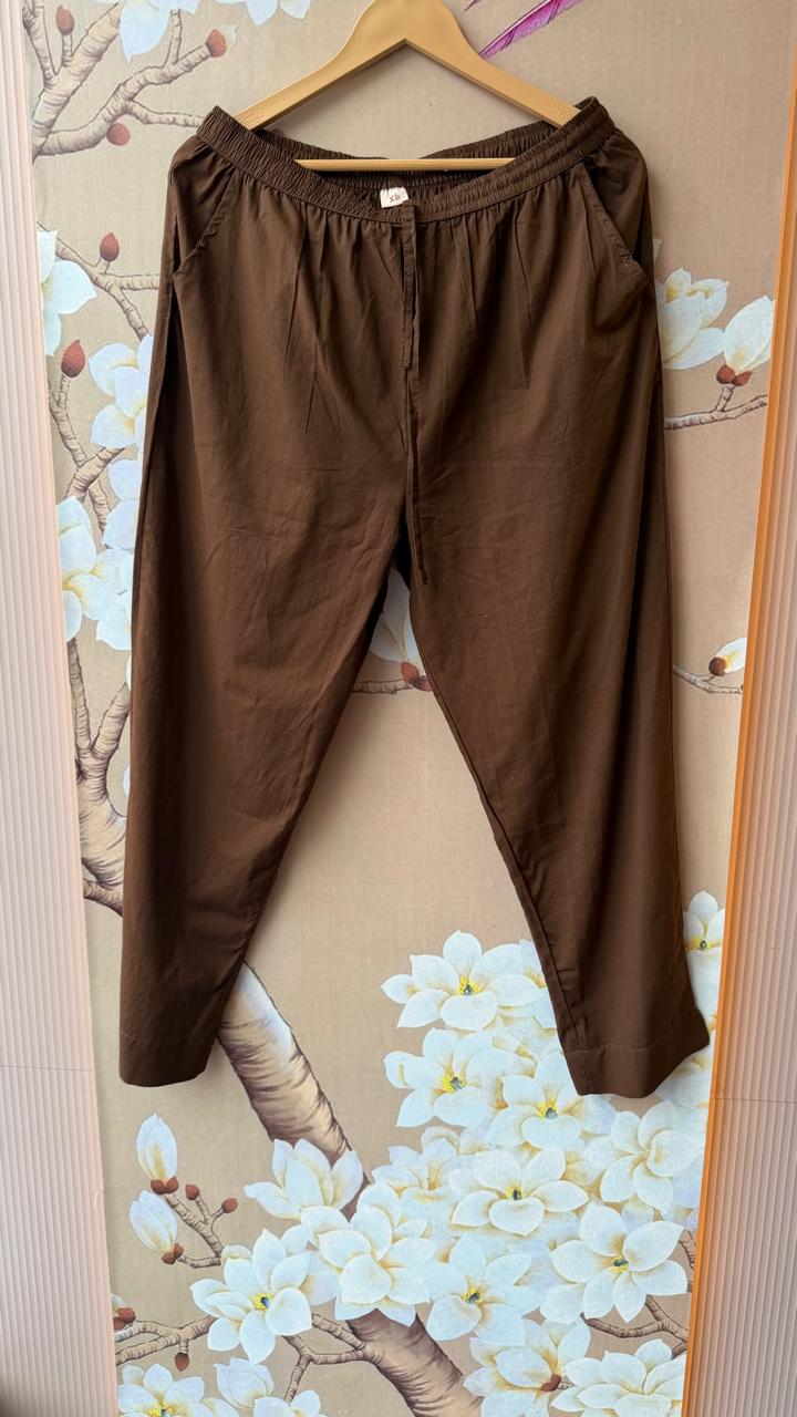 Pure cotton fully embroidered suit set in brown