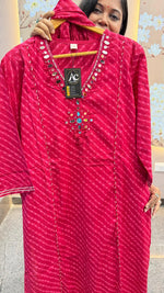 Pure cotton real mirror full suit set in pink