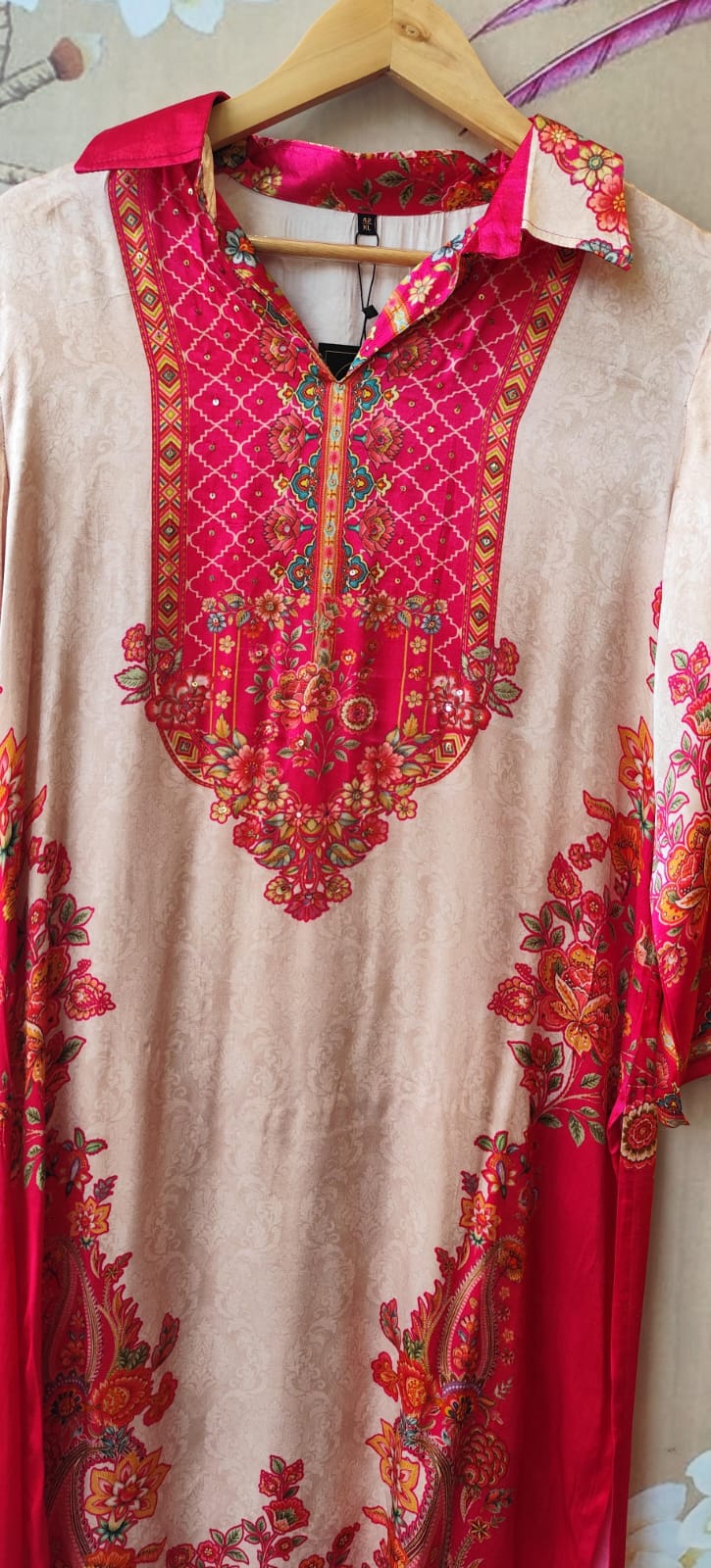 Premium gaji silk full suit set in pink