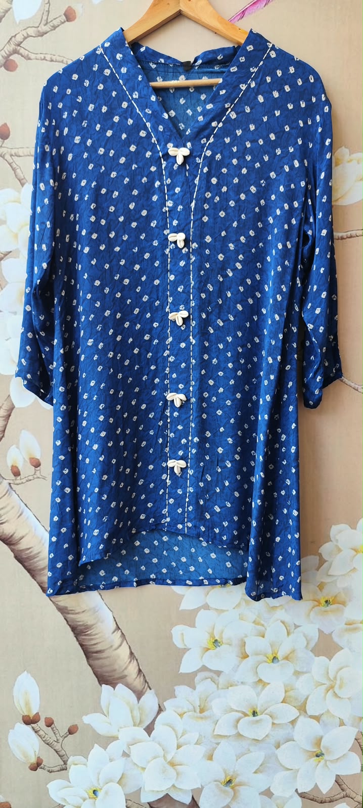 Pure crepe digital printed Co ord set in blue