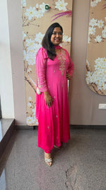 Restocked! Pure chinon ombre full handwork gorgeous Anarkali suit set in pink! Dispatch on Monday