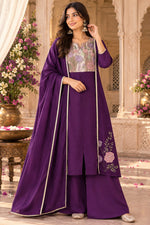 Premium chinon handwork plazzo setPurple