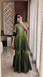 Restocked! Pretty Mul chanderi ombré real mirror co ord set in green !!