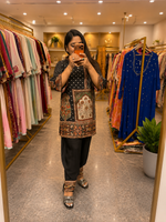Pure crepe lining farshi salwar co ord in black polka dot
