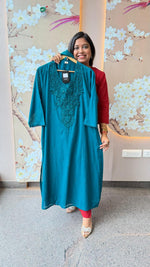 Silly cotton lace detailing full suit set with pockets in pant in blue