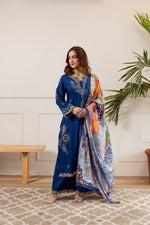 Restocked heavy rayon designer co ord in blue