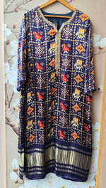 Pure gaji silk lakri patta in blue