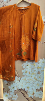 Brush painted full suit set in orange