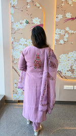 Fully embroidered sleeves , back n neck in purple Modale suit set