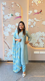 Restocked !! Super gorgeous ice blue tissue suit set !! Dispatch Next Week