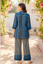 Pure crepe co ord set in blue