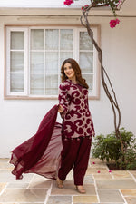 Soft cotton flex farshi salwar suit set in wine