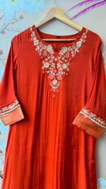 Pretty Mul chanderi with zari work and detailing lining full suit in red