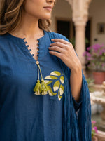 Super pretty designer neck cotton suit set in blue
