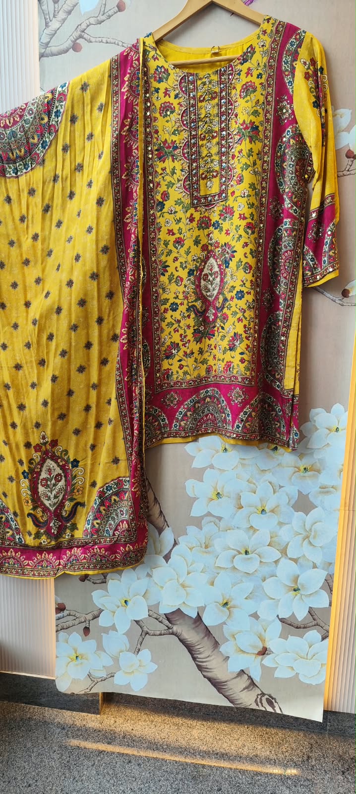 Pretty soft Mul silk digital printed lining full suit set