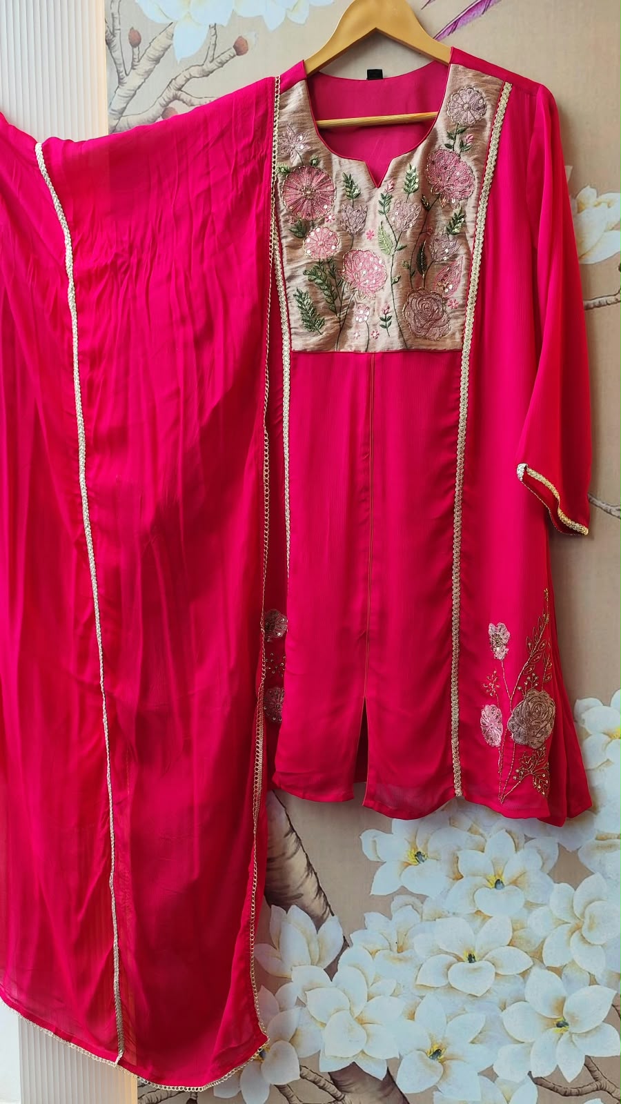 Premium chinon handwork plazzo set
