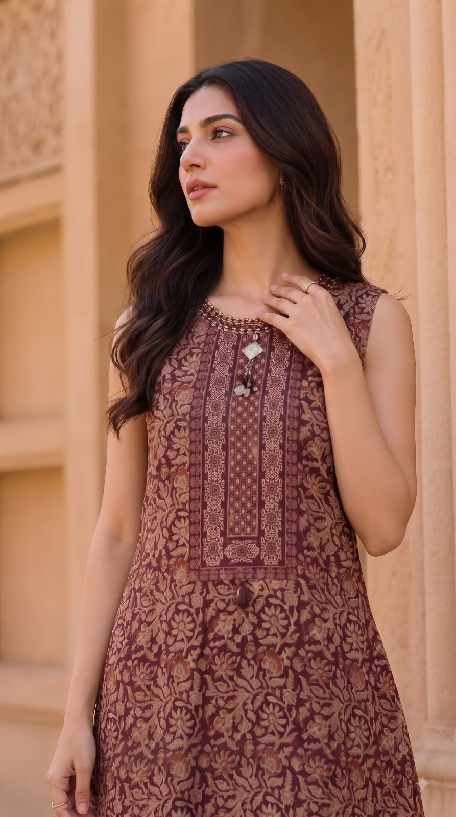 Pretty kalamkari sleeveless co ord set (with extra sleeves ) and CAPRI pants