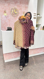Premium natural crepe Kalamkari bandhani shirt in wine