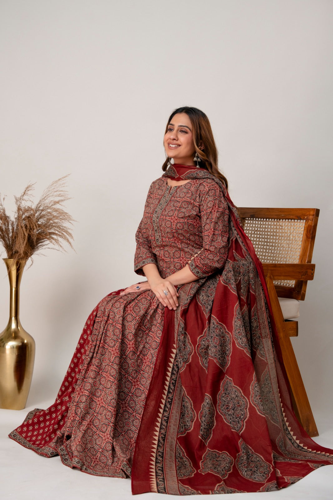 Pure cotton ajrakh skirt set