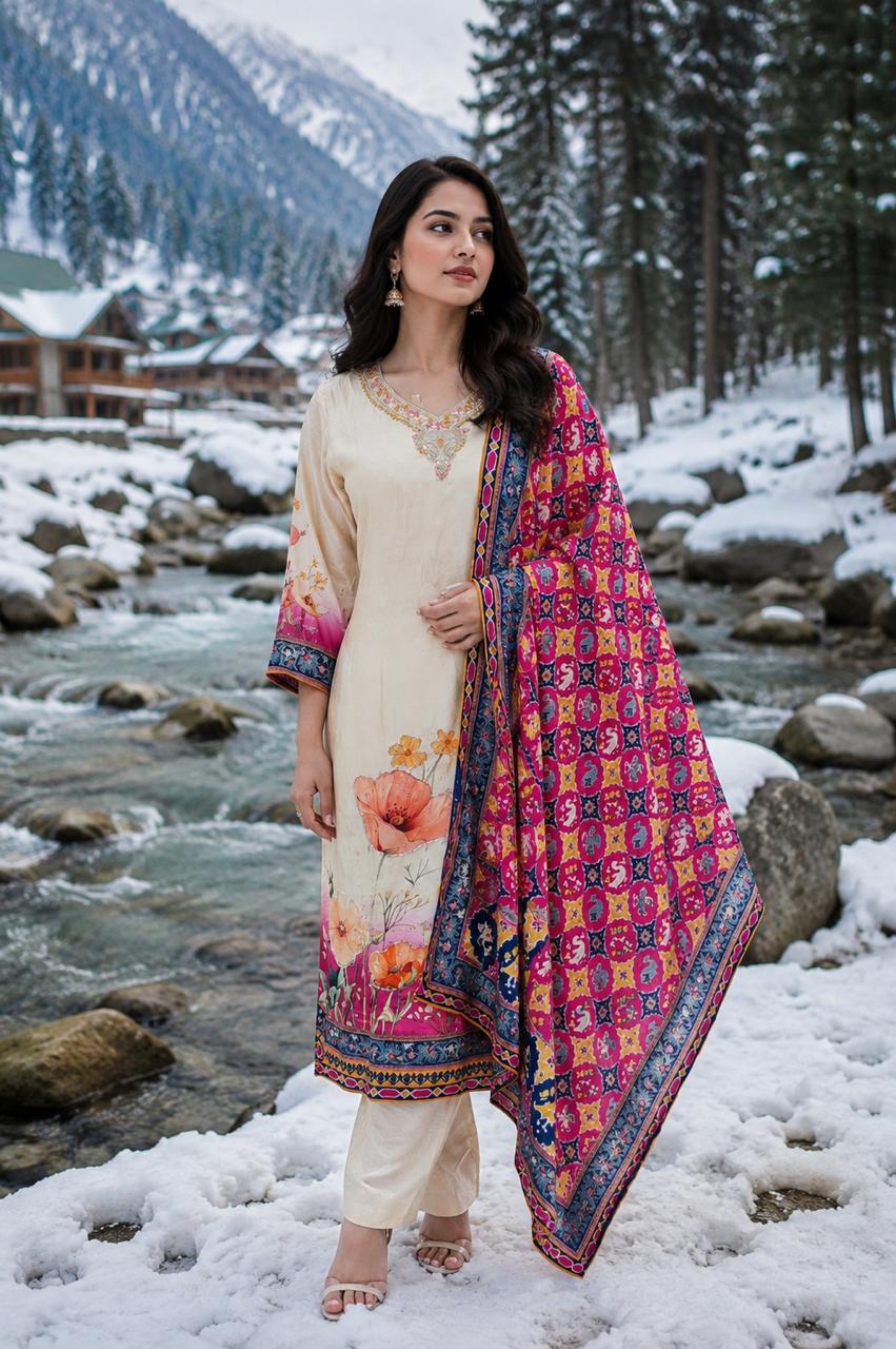 Pure crepe silk with handwork lining suit set ( true to size)