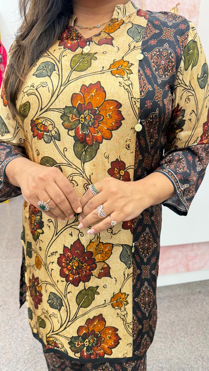 Pure crepe silk Kalamkari co ord set