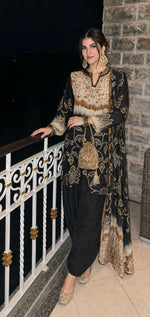 Pure crepe farshi salwar suit set in black