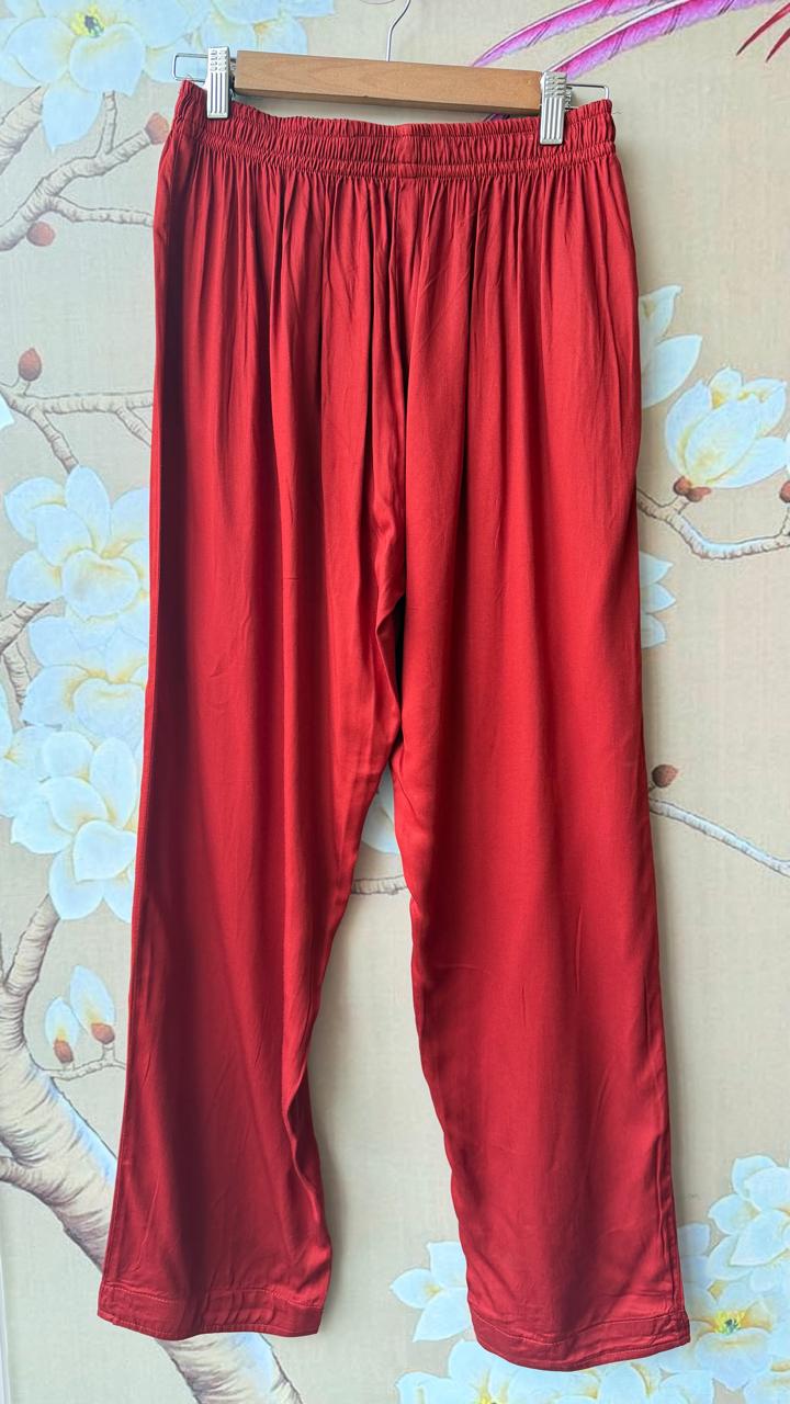 Premium gaji silk with ajrakh dupatta in red with pretty designer back