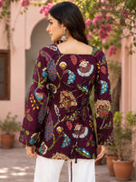 Pretty cotton designer back top in wine