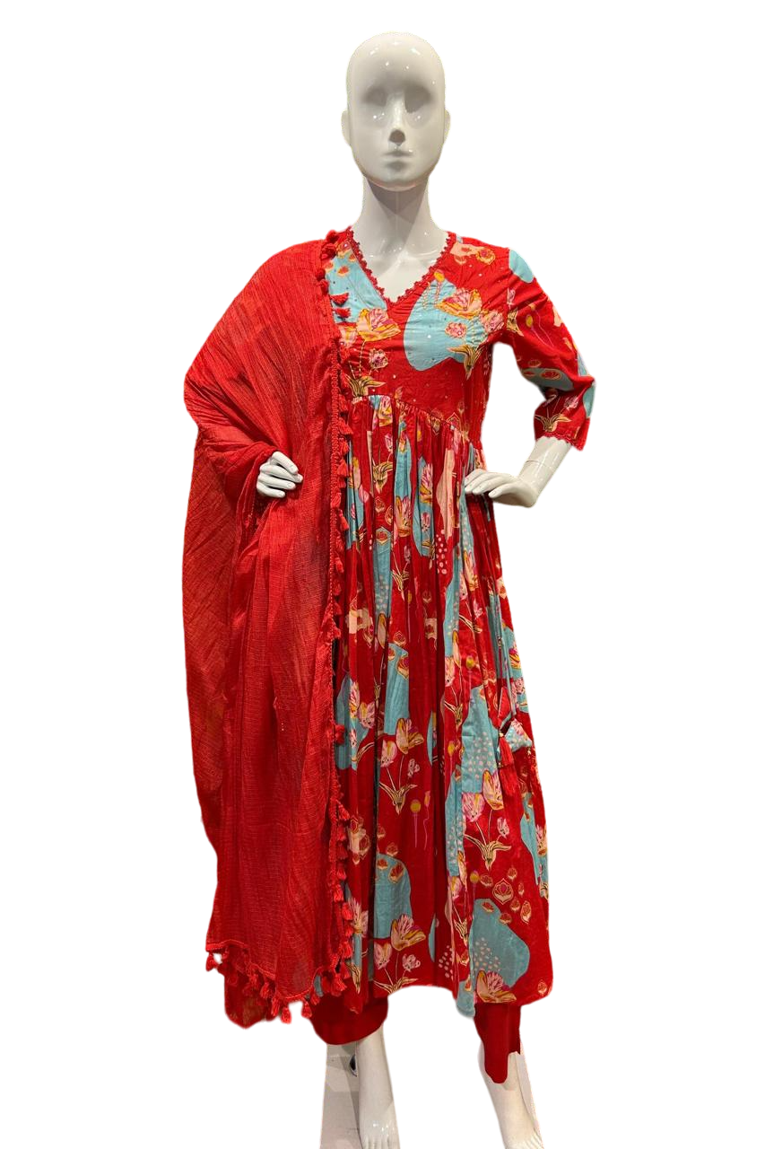 Summer vibes ! Launching a beautiful summer cotton alia Anarkali suit set