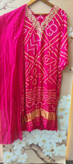 Pretty ghatchola pink bandhani hand work suit set set