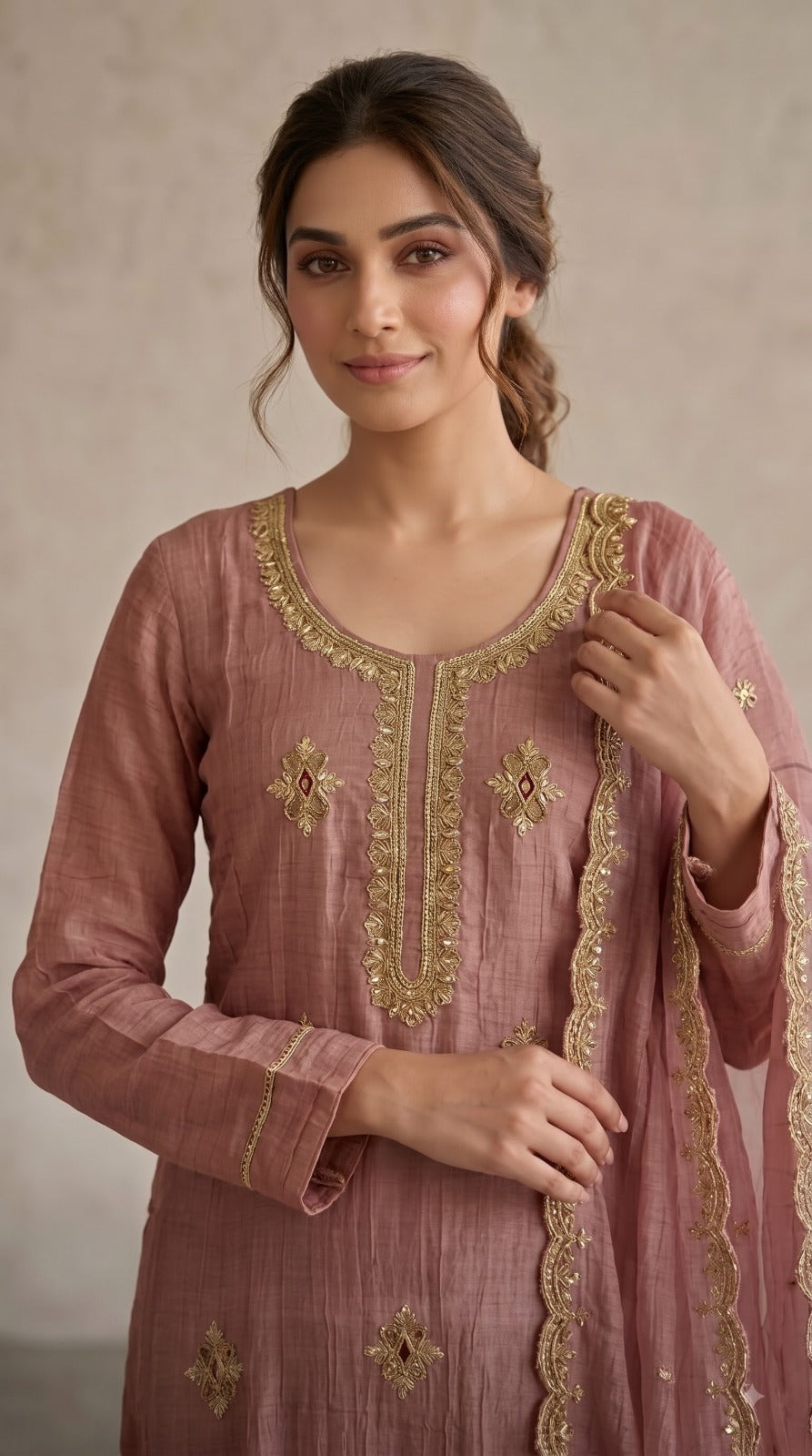 Pretty embellished salsa lining suit set ( true to size ) in pink