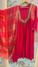 Rani pink with brocade detailing full suit set