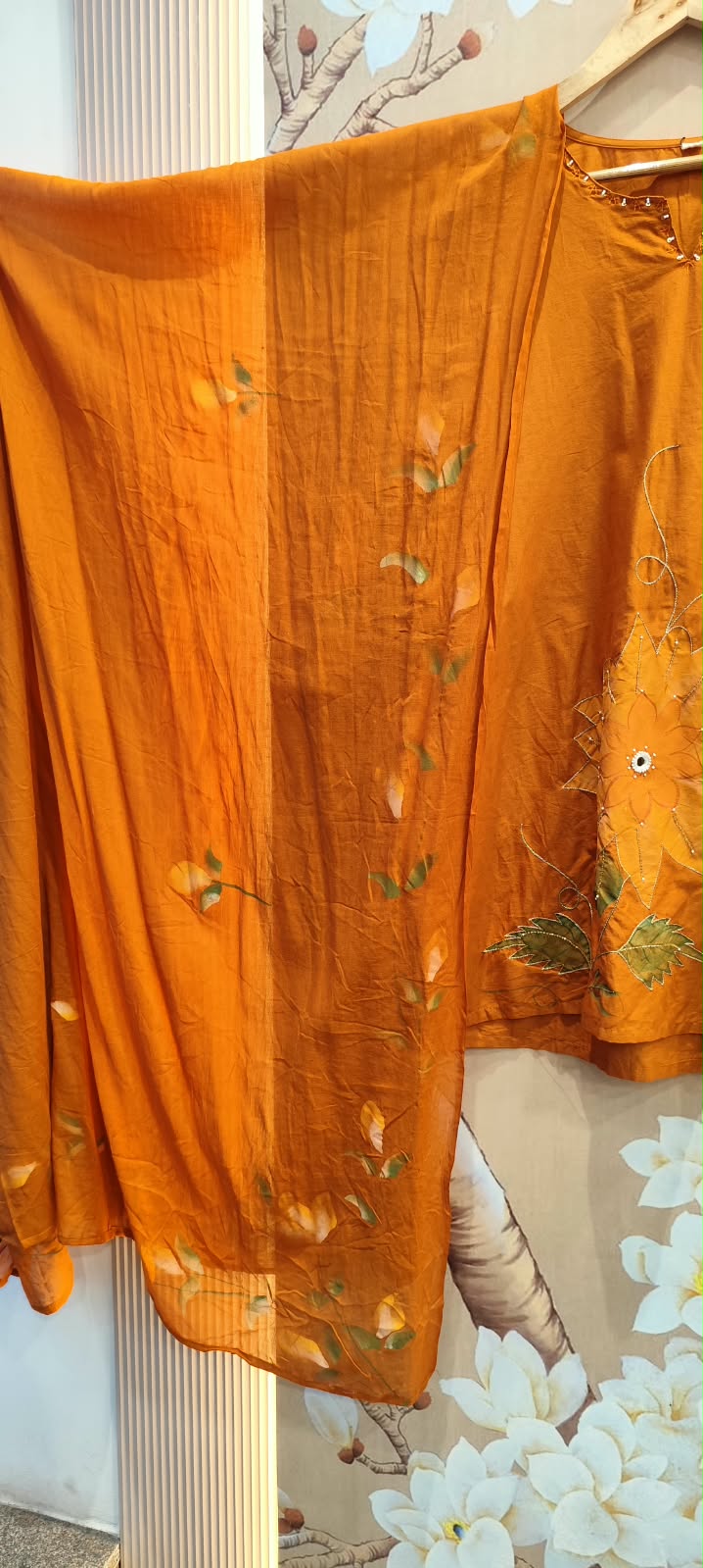 Brush painted full suit set in orange