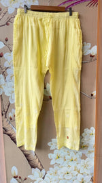 Premium crush cotton with inner hand chikankari full suit set in yellow