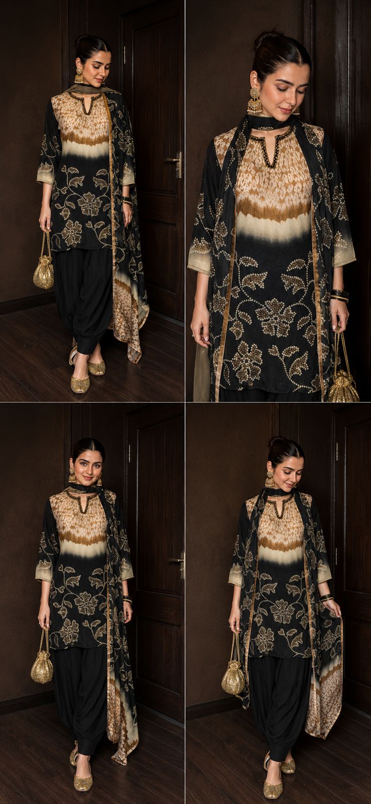 Pure crepe farshi salwar suit set in black